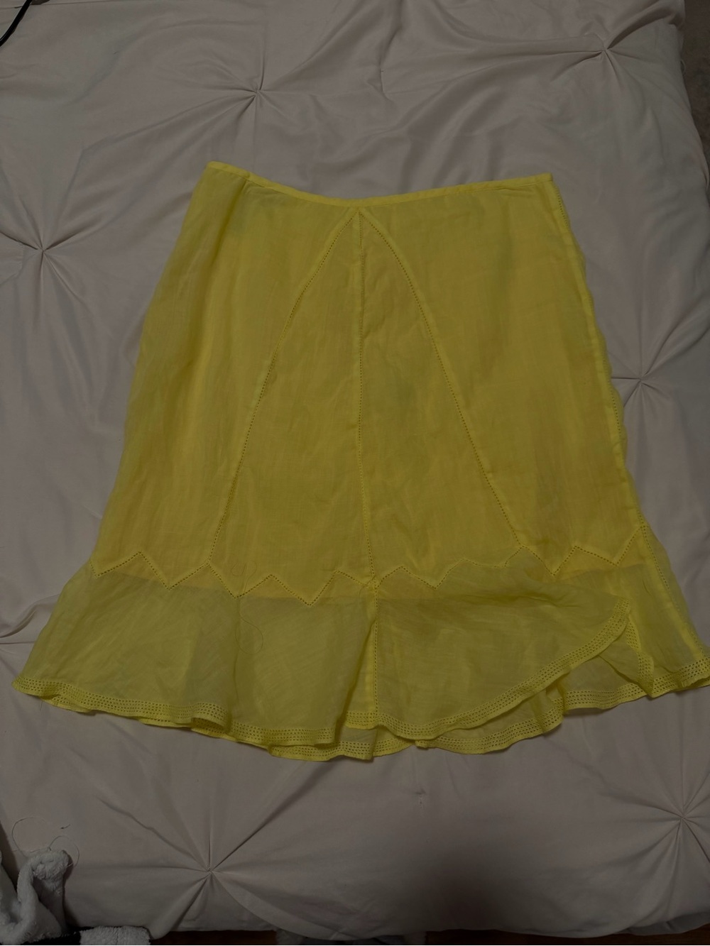 DKNY Yellow A-Line Ruffle Hem Skirt